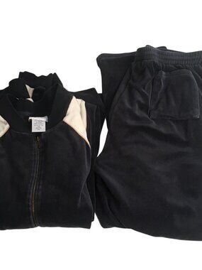 VTG Irvine Park Tracksuit Mens 2XL Black Velour Jacket Pants Set Hip Hop Mobster